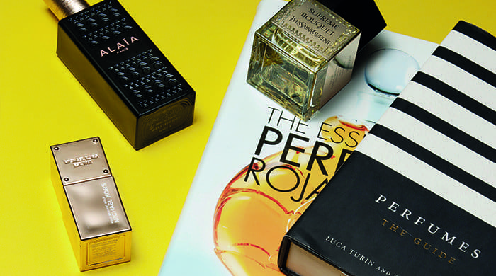 spring fragrances on a table