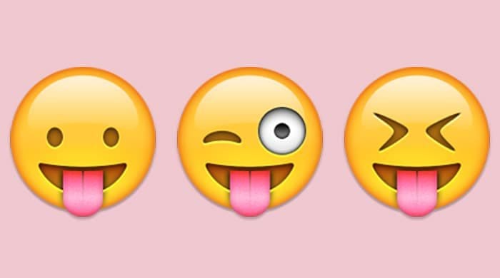 three tongue emoticons