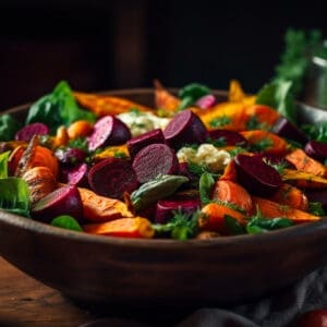 Winter salad with beetroot, butternut and feta