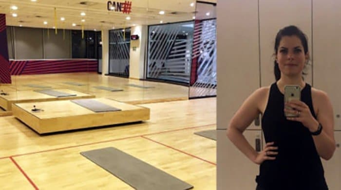 Woman in the gym after a hiit class