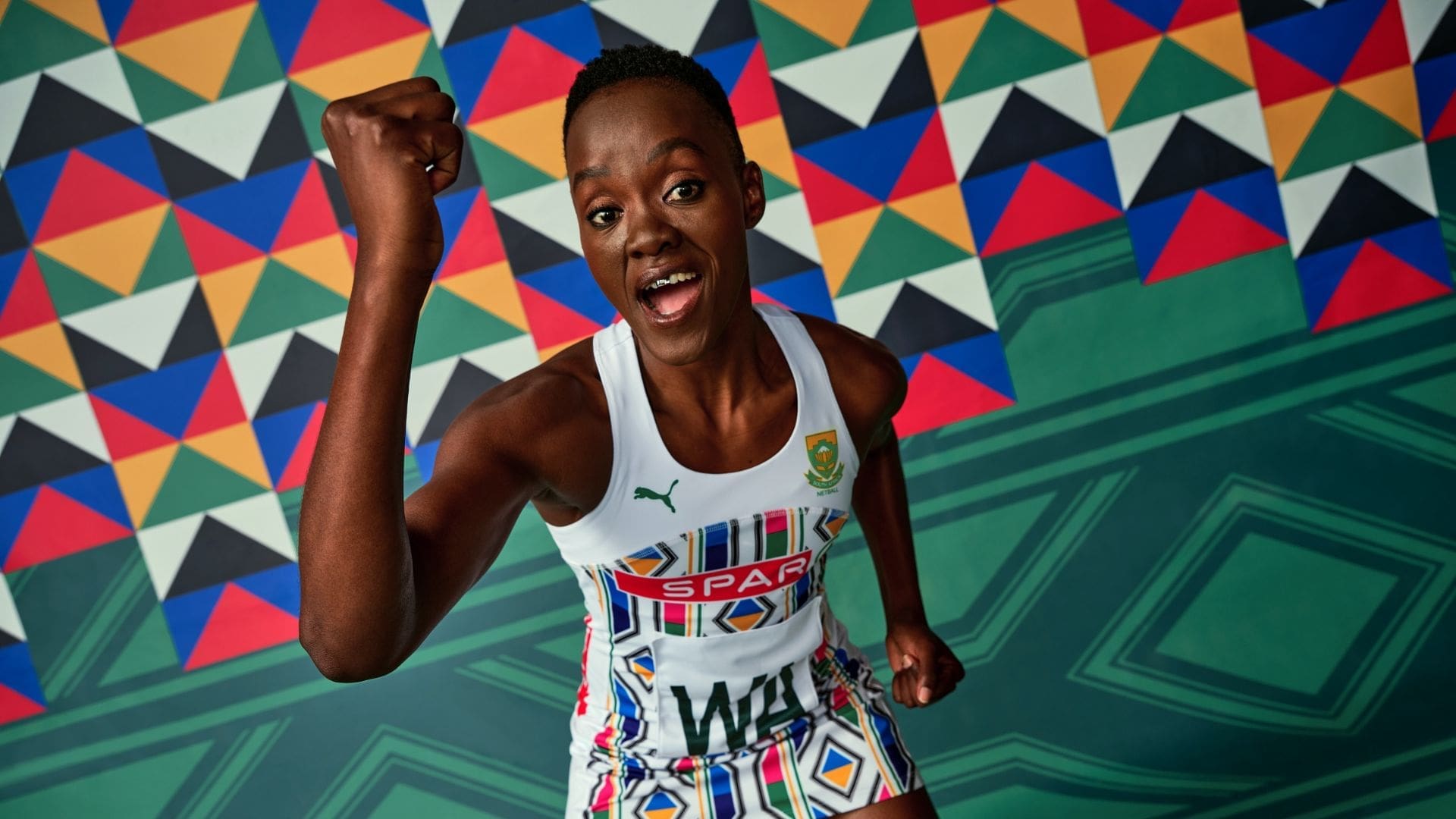 South African sportswomen Bongiwe Msomi in netball regalia