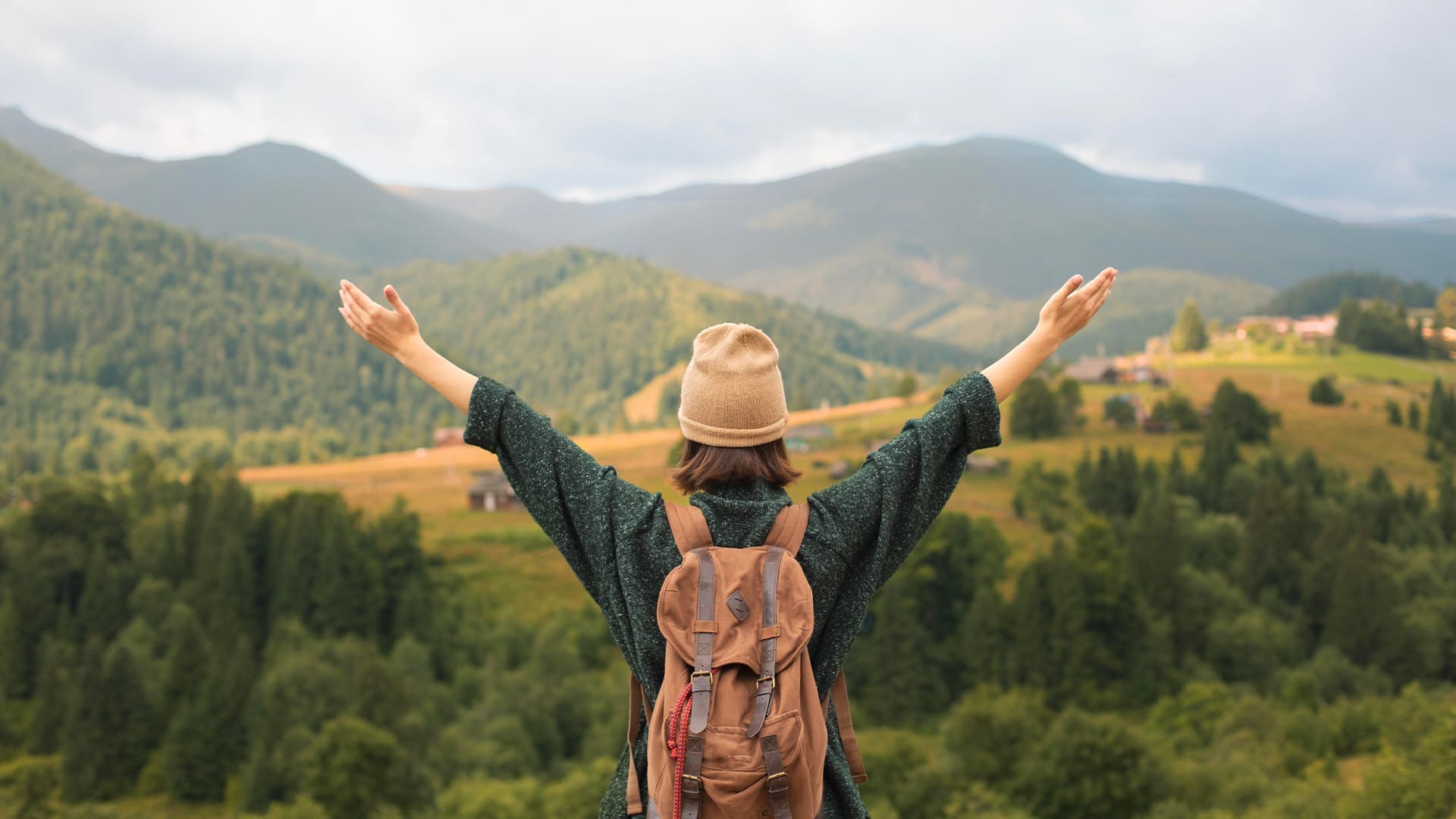 a woman in hiking gear