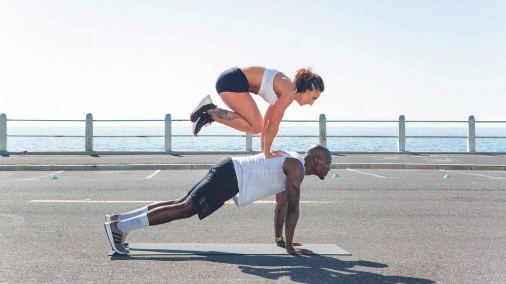 plank and jump couple's workout
