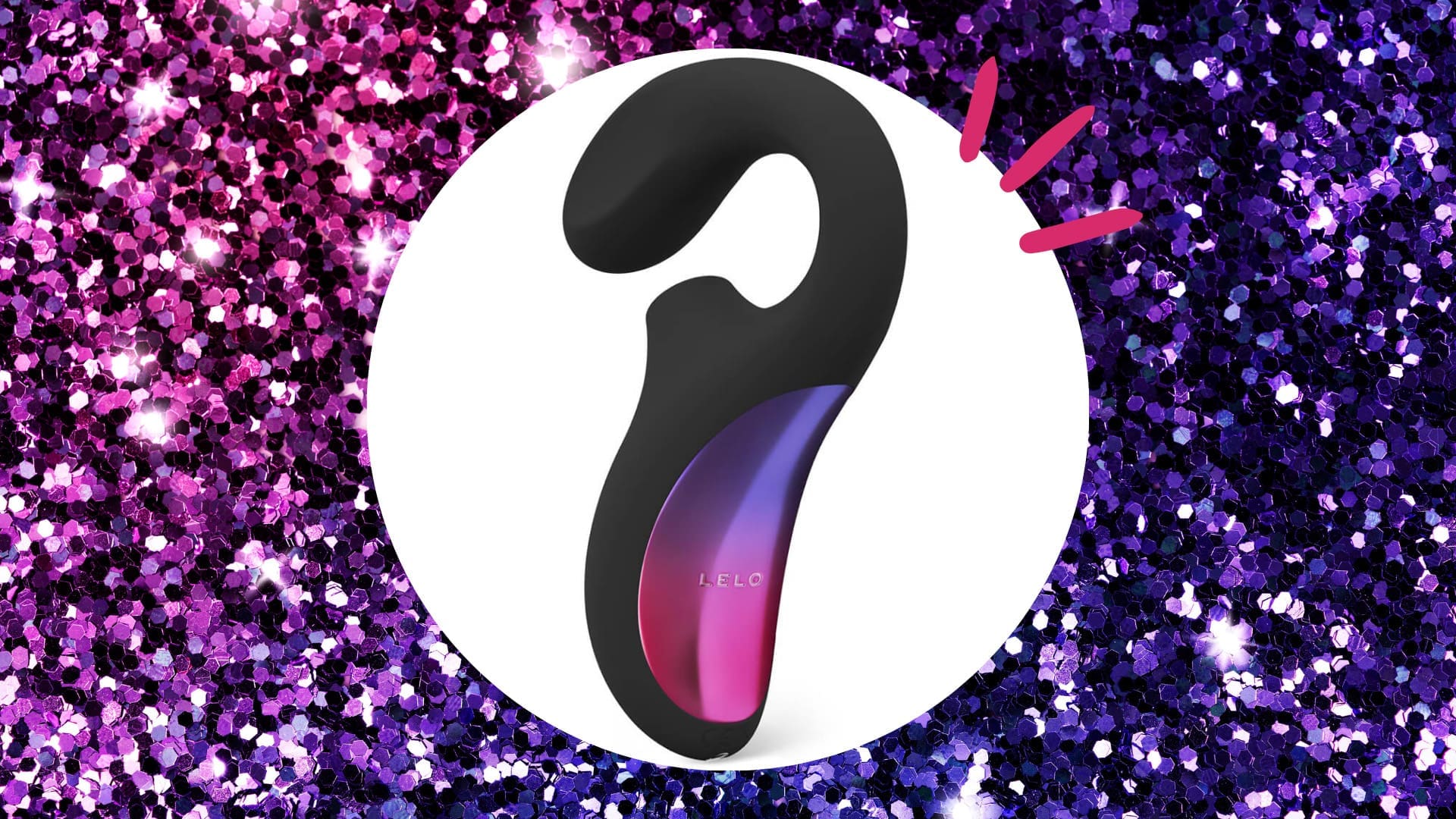 lelo enigma review image on a glitter background