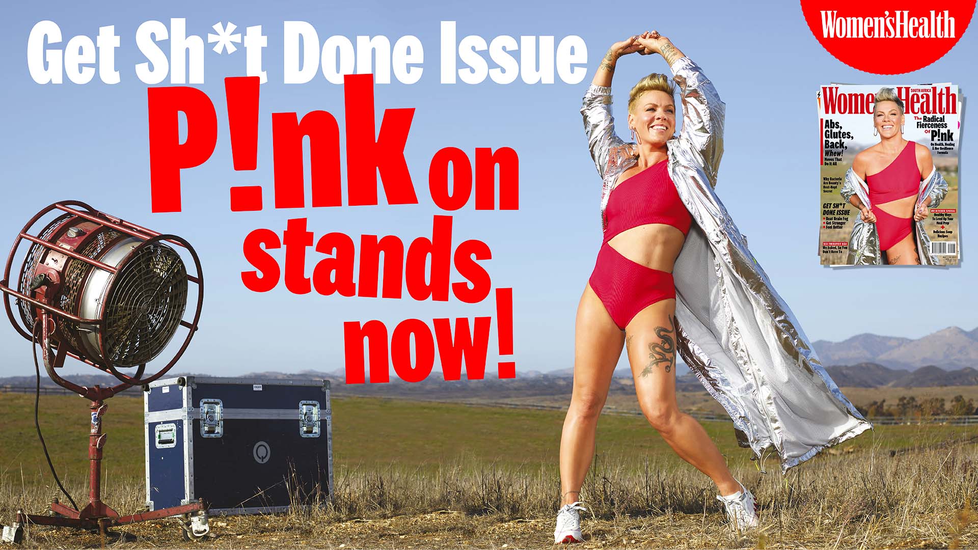 Pink on the cover of Women's Health South Africa. The May/June issue