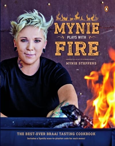 Mynie Plays With Fire cookbook cover  for easy braai dessert recipe