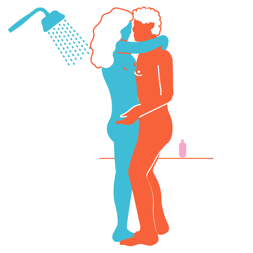Stand Up Shower Sex Position Illustration