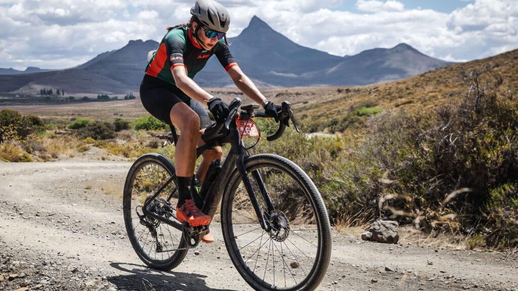Woman cycles the Nedbank Gravel Burn